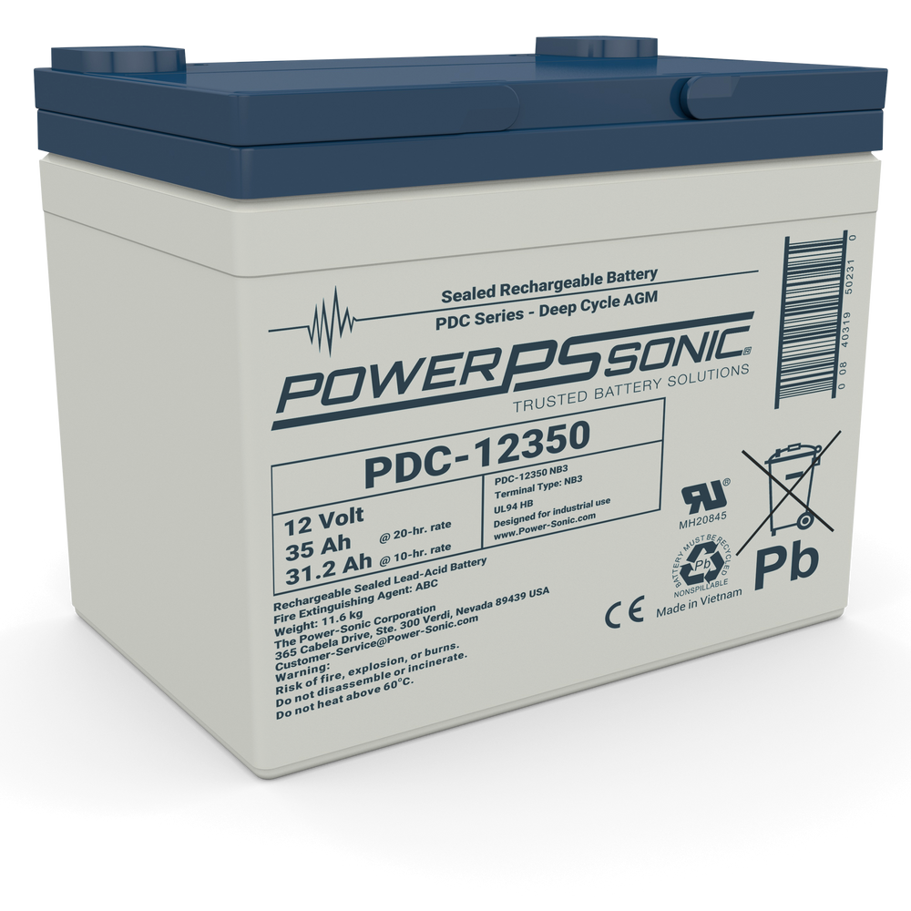 Power-Sonic PDC-12350 12V 35Ah Deep Cycle AGM Mobility Battery