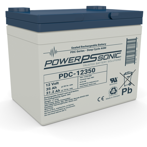 Power-Sonic PDC-12350 12V 35Ah Deep Cycle AGM Mobility Battery
