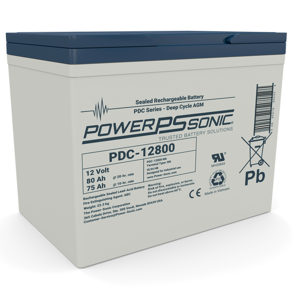 Power Sonic PDC-12800 12V 80Ah Deep Cycle AGM Battery