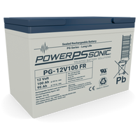 Power‑Sonic PG‑12V100 12V 100Ah long life rechargeable AGM battery available at Vizopower.