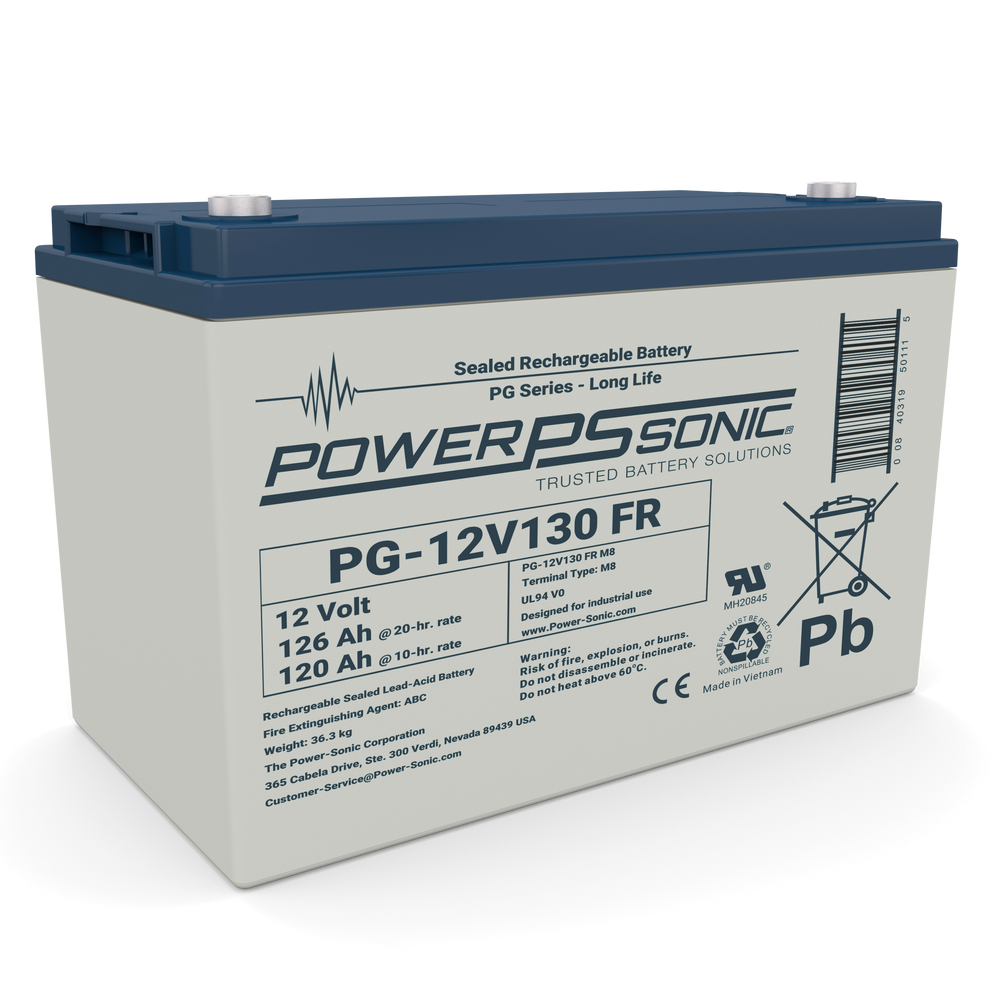 Power-Sonic PG-12V130 Rechargeable 12V 130Ah AGM Long Life Battery