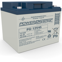 Power‑Sonic PG‑12V45 high capacity 12V 45Ah AGM battery available at Vizopower