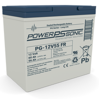Power Sonic PG-12V55 12V 55Ah AGM battery available at Vizopower for reliable backup power applications.