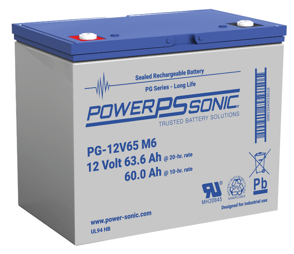 Power Sonic PG-12V65 12V 65Ah Long Life AGM Standby Battery