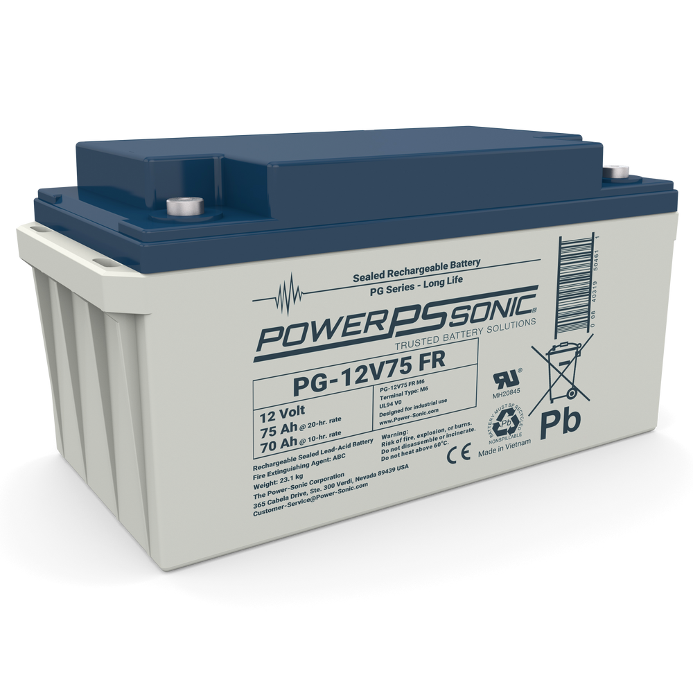 Power Sonic PG-12V75 12V 75Ah Long Life AGM Standby Battery