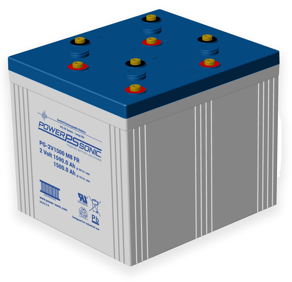 Power-Sonic PG-2V1500 2V 1500Ah AGM Rechargeable Standby Battery
