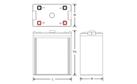  Technical drawing of Power Sonic PG-2V600 2V 600Ah AGM battery available at Vizopower for reliable standby power applications.