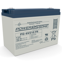 Power Sonic PG-6V210 6V 210Ah AGM battery available at Vizopower for reliable standby power applications.