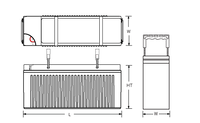 Technical drawing of Power Sonic PGFT-12V110H 12V 110Ah Front Terminal AGM battery available at Vizopower for telecom applications.