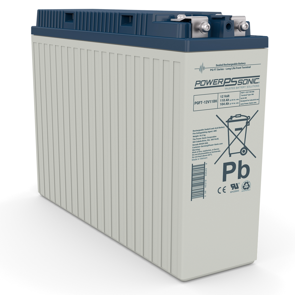 Power-Sonic PGFT-12V110H 12V 110Ah Front Terminal AGM Telecom Battery