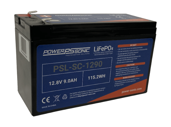 Power Sonic PSL-SC-1290 Series Capable 12V 9Ah Lithium LiFePO4 Battery