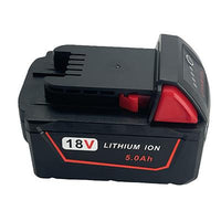 Front view of Premium 18V 5.0Ah lithium‑ion battery replacement for Milwaukee 48‑11‑1850 showing label and casing