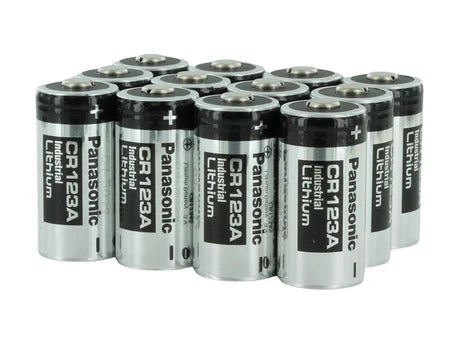 Panasonic CR123A 1550mAh 3V Lithium (LiMnO2) Button Top Photo Battery - Box of 12