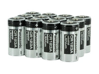 Panasonic CR123A 1550mAh 3V Lithium (LiMnO2) Button Top Photo Battery - Box of 12