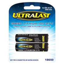 Front view of UltraLast 3.7V 18650 Lithium Ion Rechargeable Battery – 2 Pack – Vizopower
