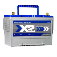 X2Power Group 27 930CCA AGM Car Battery label with specifications – Vizopower