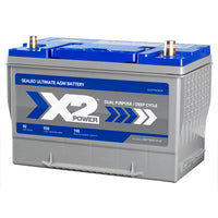 X2Power Group 27F 930CCA AGM Car Battery label with specifications – Vizopower