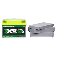 Front view of X2Power X2P14 lithium powersport battery showing label and casing
