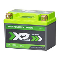 Front view of X2Power X2P5 lithium powersport battery showing label and casing